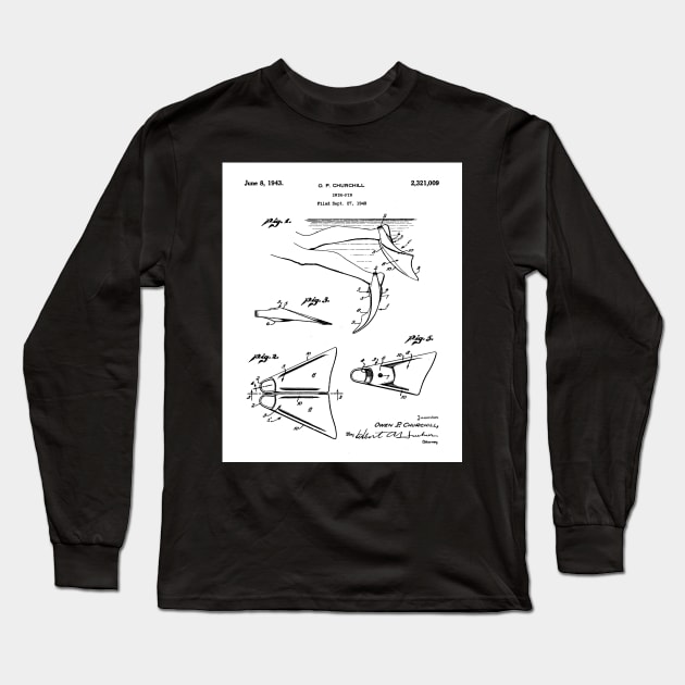 Scuba Diving Fins Patent - Deep Sea Diver Dive Coach Art - White Long Sleeve T-Shirt by patentpress